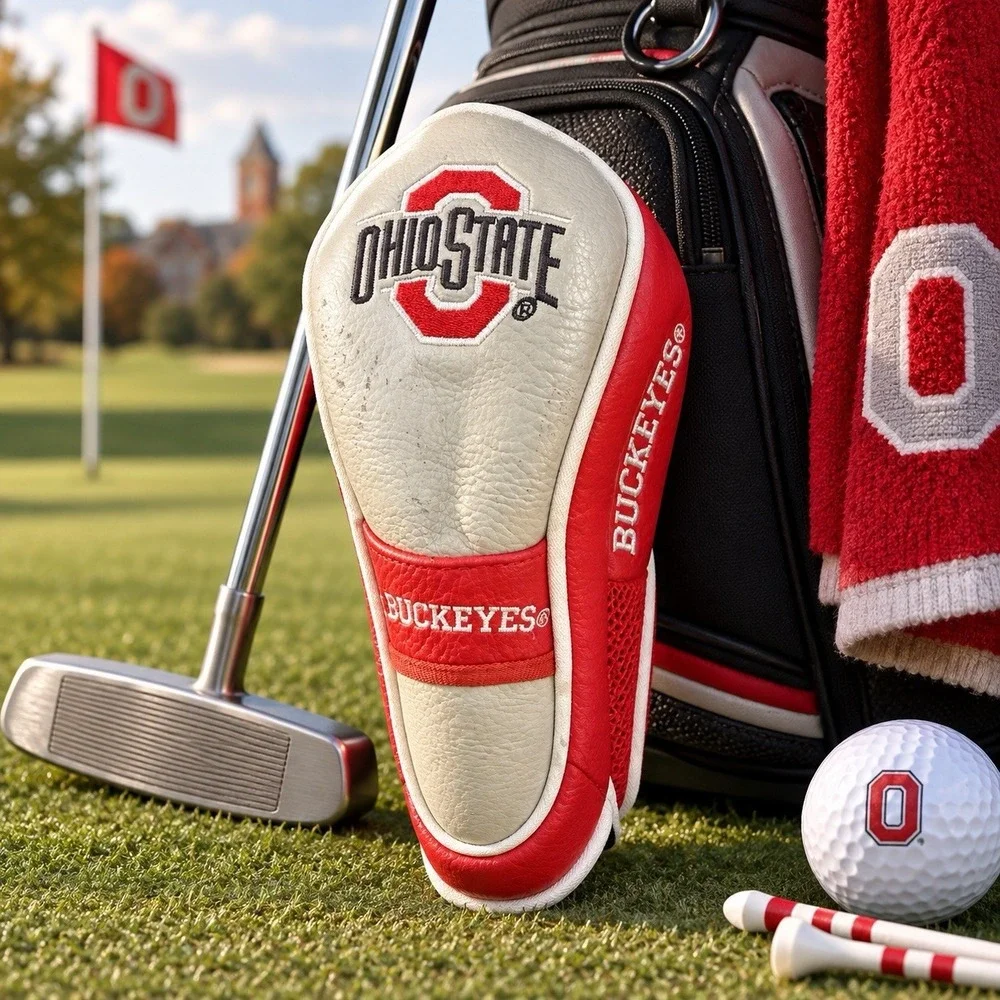 Ohio State Buckeyes Putter Headcover Golf Club Cover Red White NCAA Embroidered